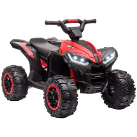12V Kids Ride-On Quad Car 4-Wheelers with LED Headlights, Music, Dual Motor Electric ATV, for 3+ Years Old, Red