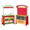 VEVOR Wooden Puppet Theater with Curtains, 2-in-1 Reversible Play Store, Double-Sided Grocery Store Playset with Chalkboard & Cash Register
