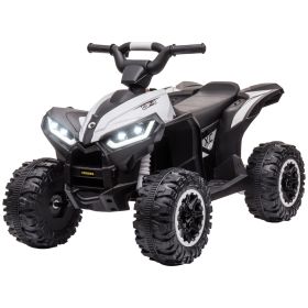 12V Electric Kids ATV Quad Car with Forward & Backward Function, Music, 4-Wheeler Ride-On Car for Toddlers, White