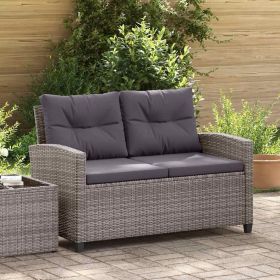 Garden Sofa Mixed Grey Poly Rattan, Powder-Coated Steel, Polyester