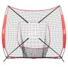 VEVOR 7x7 ft Baseball Softball Practice Net, Portable Baseball Training Net for Hitting Catching Pitching, Backstop Baseball Equipment with Bow Frame