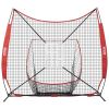 VEVOR 7x7 ft Baseball Softball Practice Net, Portable Baseball Training Net for Hitting Catching Pitching, Backstop Equipment with Bow Frame