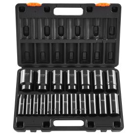 VEVOR Impact Socket Set, 1/2" 19 Piece Impact Sockets, Deep Socket, 6-Point Sockets, 1/2 Inches Drive Socket Set Impact 3/8 inch - 1-1/2 inch
