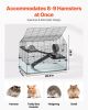 VEVOR Hamster Cage, 360° Viewing Transparent Hamster Habitats, Small Animal Cage, 29.5 x 17.3 x 24 in, Ventilated Pet Mouse Cages with Water Bottle