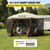 VEVOR Gazebo Screen Tent, 10 x 10 ft, 6 Sided Pop-up Camping Canopy Shelter Tent with Mesh Windows, Portable Carry Bag, Ground Stakes