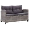 Garden Sofa Mixed Grey Poly Rattan, Powder-Coated Steel, Polyester