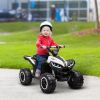 12V Electric Kids ATV Quad Car with Forward & Backward Function, Music, 4-Wheeler Ride-On Car for Toddlers, White