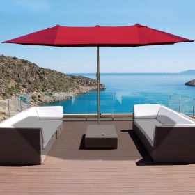 Patio Umbrella 15' Rectangular Outdoor Double Sided Market with base (Option: Wine Red-1440x410x180 mm)