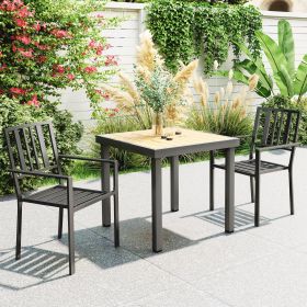 Patio Dining Chairs with Slatted Design (Option: Black-940x180x520 mm)