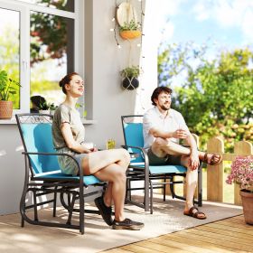 Outdoor Glider Chairs with Coffee Table (Option: Blue-810x660x340 mm)