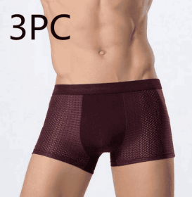 Ice silk men's underwear mesh boxer (Option: 3 pcs Red-L)