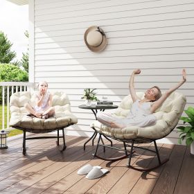 Outdoor Rocking Chair Patio Set of 2 (Option: Beige-960x680x420 mm)
