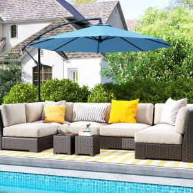 10' Cantilever Tilt Offset Patio Umbrella w/ UV & Water Safe Material & Cross Base (Option: Blue-1960x280x150 mm)