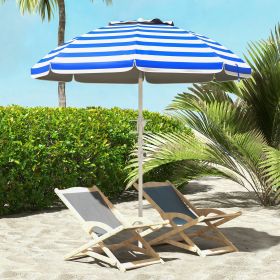 5.7' Beach Umbrella for Travel with Tilt (Option: Blue White Stripe-1205x90x90 mm)