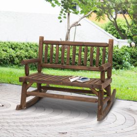 2-Person Rocking Chair with Log Design (Option: Carbonized Color-1120x630x200 mm)