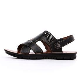 Summer new men's sandals trend casual fashion men's sandals beach shoes large size sandals one shoe two wear (Color: Black, size: 45)
