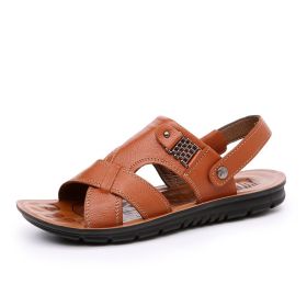 Summer new men's sandals trend casual fashion men's sandals beach shoes large size sandals one shoe two wear (Color: Yellow, size: 46)