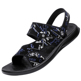 Men's sandals Summer new super soft massage slippers wear fashion casual large size dual-purpose men's beach shoes (Color: Blue, size: 43)