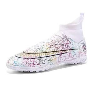 Mens Soccer Shoes Non-Slip Football Boots Cleats Grass Soccer Sneakers Yj068 (Color: White, size: 46)