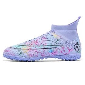 Mens Soccer Shoes Non-Slip Football Boots Cleats Grass Soccer Sneakers Yj068 (Color: Purple, size: 40)