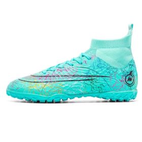 Mens Soccer Shoes Non-Slip Football Boots Cleats Grass Soccer Sneakers Yj068 (Color: Blue, size: 42)