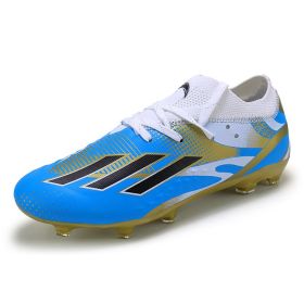 New men's and women's outdoor spike football shoes sports shoes youth training shoes competition shoes (Color: Blue/spike, size: 38)
