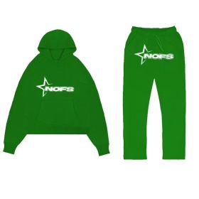 Tracksuit Mens Y2k Loose Casual Jogging Suit Nofs Printed Streetwear Hoodie Sweatpants Set (Color: Green, size: XXL)