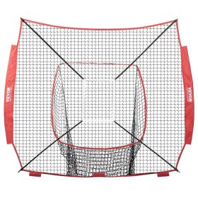 VEVOR 7x7 ft Baseball Softball Practice Net, Portable Baseball Training Net for Hitting Batting Catching Pitching (Default: Default)