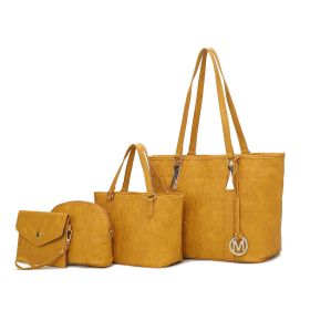MKF Collection Arya Signature Women Tote Bag, Mini Tote Bag, Pouch and Wristlet Wallet by Mia K (Color: Mustard, Material: Vegan Leather)