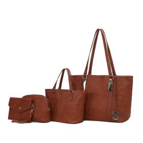 MKF Collection Arya Signature Women Tote Bag, Mini Tote Bag, Pouch and Wristlet Wallet by Mia K (Color: Camel, Material: Vegan Leather)