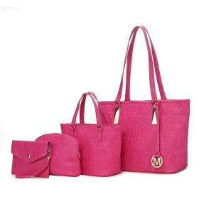 MKF Collection Arya Signature Women Tote Bag, Mini Tote Bag, Pouch and Wristlet Wallet by Mia K (Color: Fuchsia, Material: Vegan Leather)