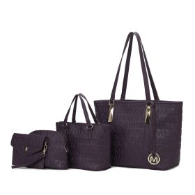 MKF Collection Arya Signature Women Tote Bag, Mini Tote Bag, Pouch and Wristlet Wallet by Mia K (Color: Purple, Material: Vegan Leather)