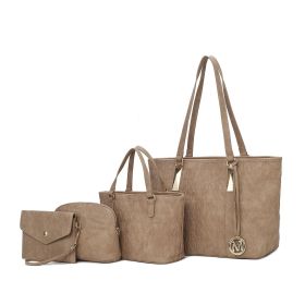 MKF Collection Arya Signature Women Tote Bag, Mini Tote Bag, Pouch and Wristlet Wallet by Mia K (Color: Taupe, Material: Vegan Leather)