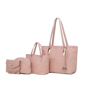 MKF Collection Arya Signature Women Tote Bag, Mini Tote Bag, Pouch and Wristlet Wallet by Mia K (Color: Rose Pink, Material: Vegan Leather)