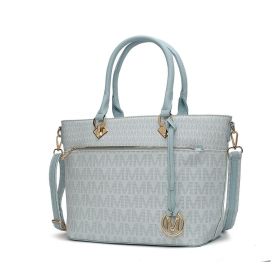 MKF Collection Yonah Tote Signature Printed Vegan Leather by Mia K (Color: Light Blue, Material: Vegan Leather)
