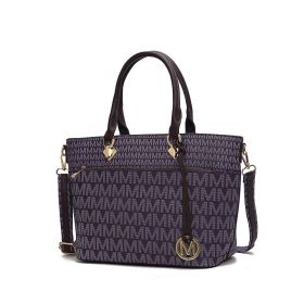 MKF Collection Yonah Tote Signature Printed Vegan Leather by Mia K (Color: Purple, Material: Vegan Leather)
