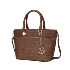 MKF Collection Yonah Tote Signature Printed Vegan Leather by Mia K (Color: Tan, Material: Vegan Leather)