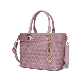 MKF Collection Yonah Tote Signature Printed Vegan Leather by Mia K (Color: Lavender, Material: Vegan Leather)
