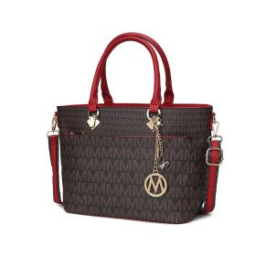 MKF Collection Yonah Tote Signature Printed Vegan Leather by Mia K (Color: Red, Material: Vegan Leather)