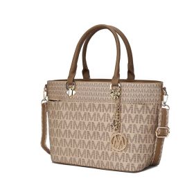 MKF Collection Yonah Tote Signature Printed Vegan Leather by Mia K (Color: Beige, Material: Vegan Leather)