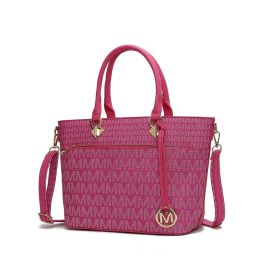 MKF Collection Yonah Tote Signature Printed Vegan Leather by Mia K (Color: Fuchsia, Material: Vegan Leather)
