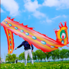 19.6ft Washable Silk-like Dragon Poi with Adjustable Wand, 6 meters of Outdoor Flinging Fitness Dance with 3D Rainbow Color Dragon Ribbon Streamer Set