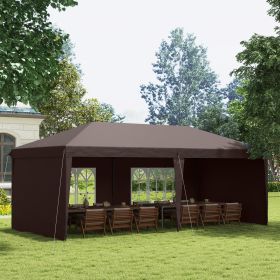 10' x 20' Pop Up Canopy Tent with 4 Sidewalls (Option: Coffee-1190x240x350 mm)