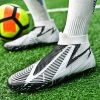 Men's and women's new football shoes youth students AG spikes high tops breathable lawn professional training shoes
