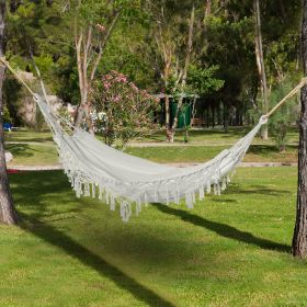 2-Person Hammock Chair Macrame Swing with Soft Cushion (Option: White-280x140x230 mm)