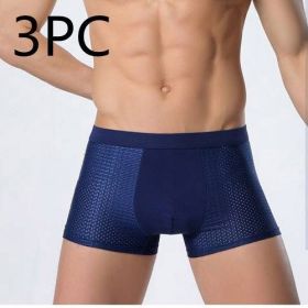 Ice silk men's underwear mesh boxer (Option: 3 pcs Royal blue-XL)