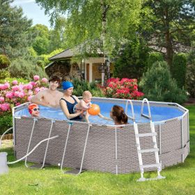 Above Ground Swimming Pool, Non-Inflatable Frame Pool, Gray (Option: Gray-310x385x870 mm)